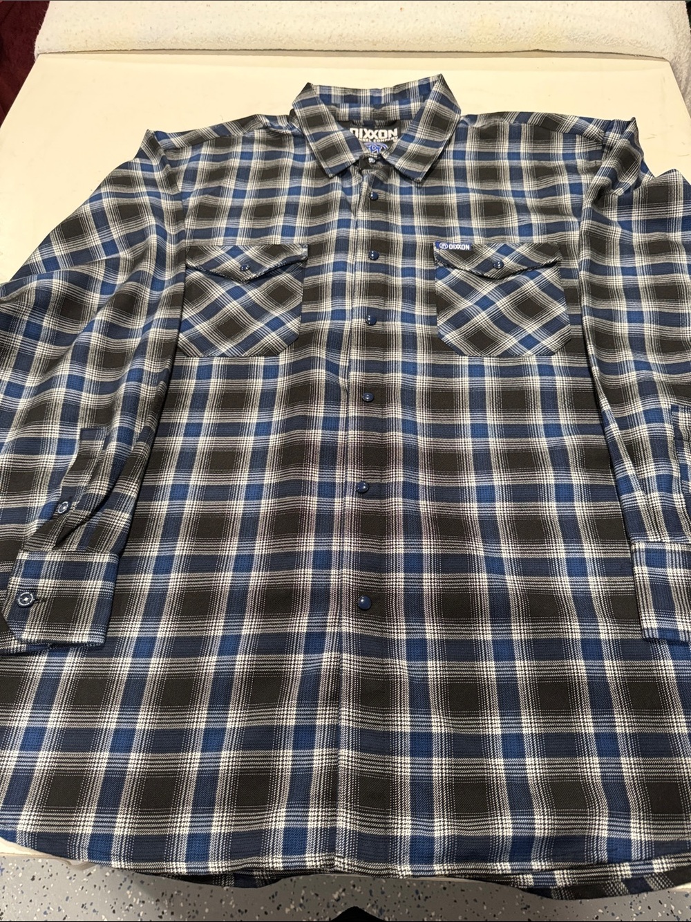 DIXXON Navy, Black & White Plaid Men's Button-Down Flannel